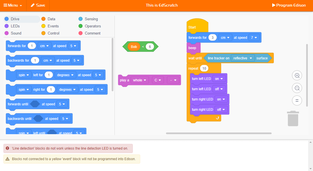 EdScratch Scratchbased programming language for the Edison robot