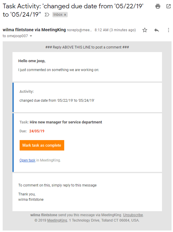 activity email Meeting Agenda & Meeting Minutes Software