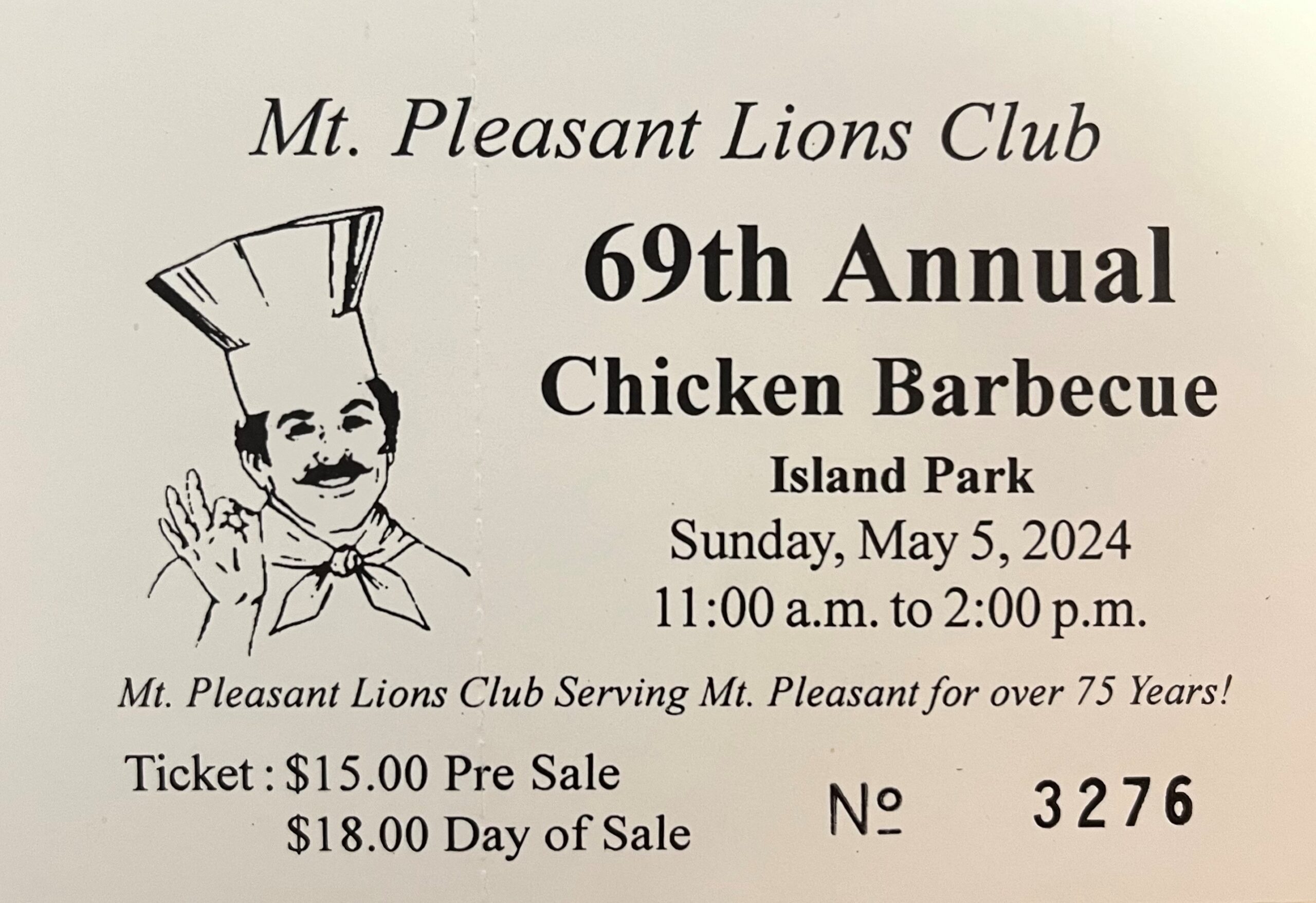 69th Annual Lions Club Chicken Barbecue Mt. Pleasant Area Convention