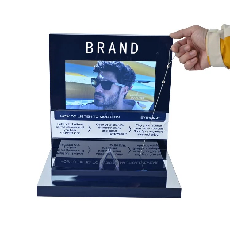 L Shape Countertop Eyeglasses Display Stand with LCD Screen