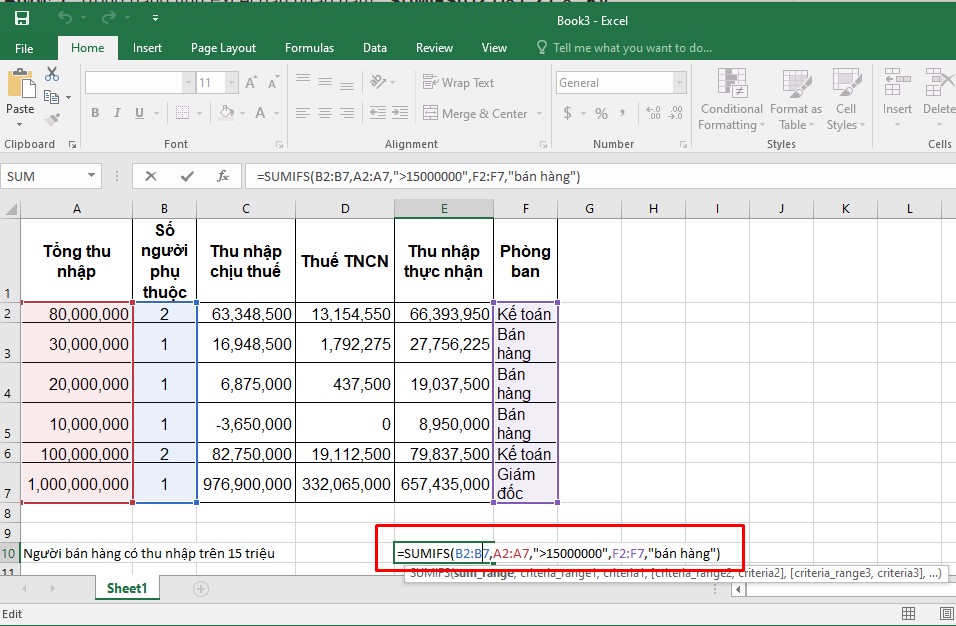 Hướng dẫn chi tiết cách sử dụng hàm sum, sumif, sumifs, dsum