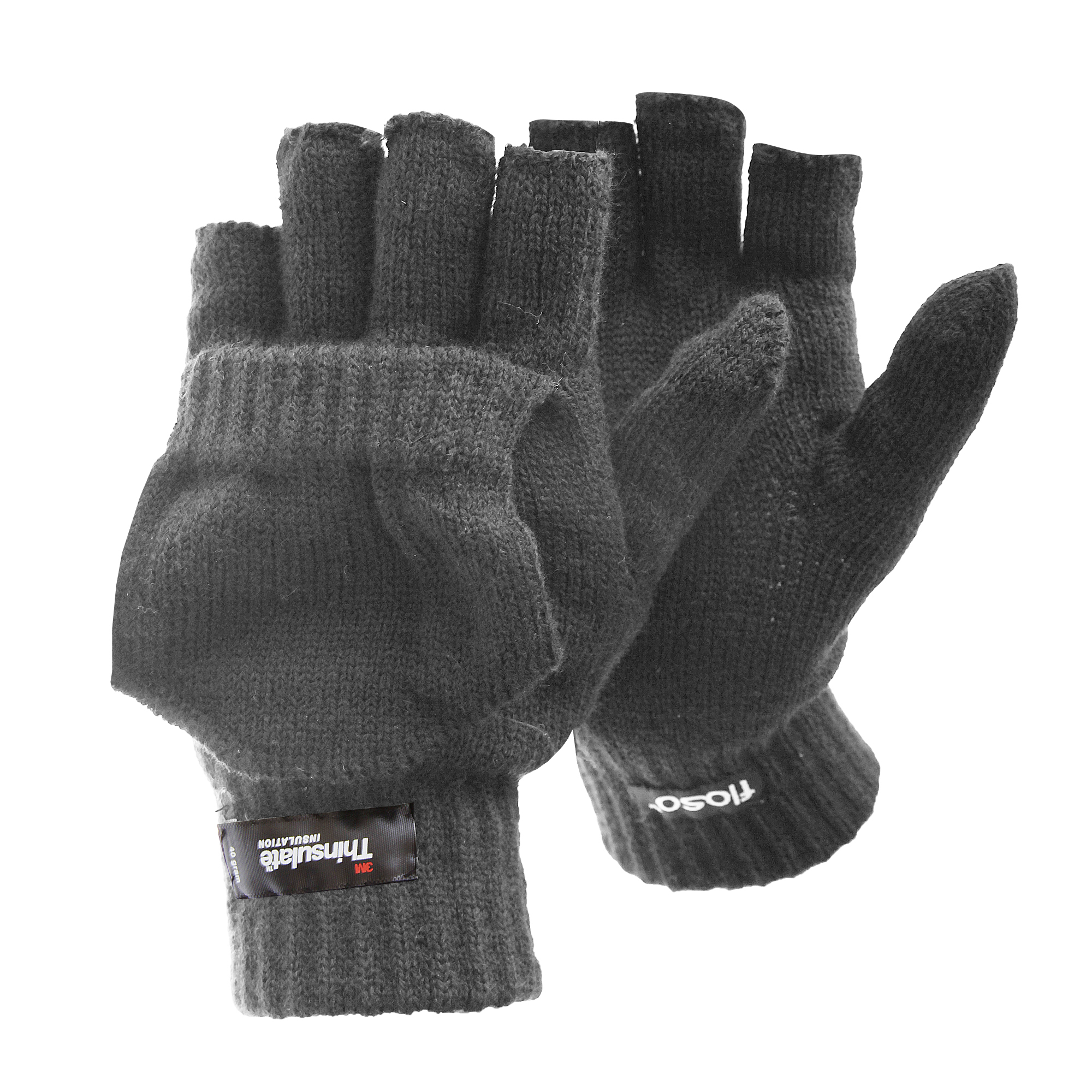 FLOSO Mens Thinsulate Capped Fingerless Thermal Winter Gloves /Mittens