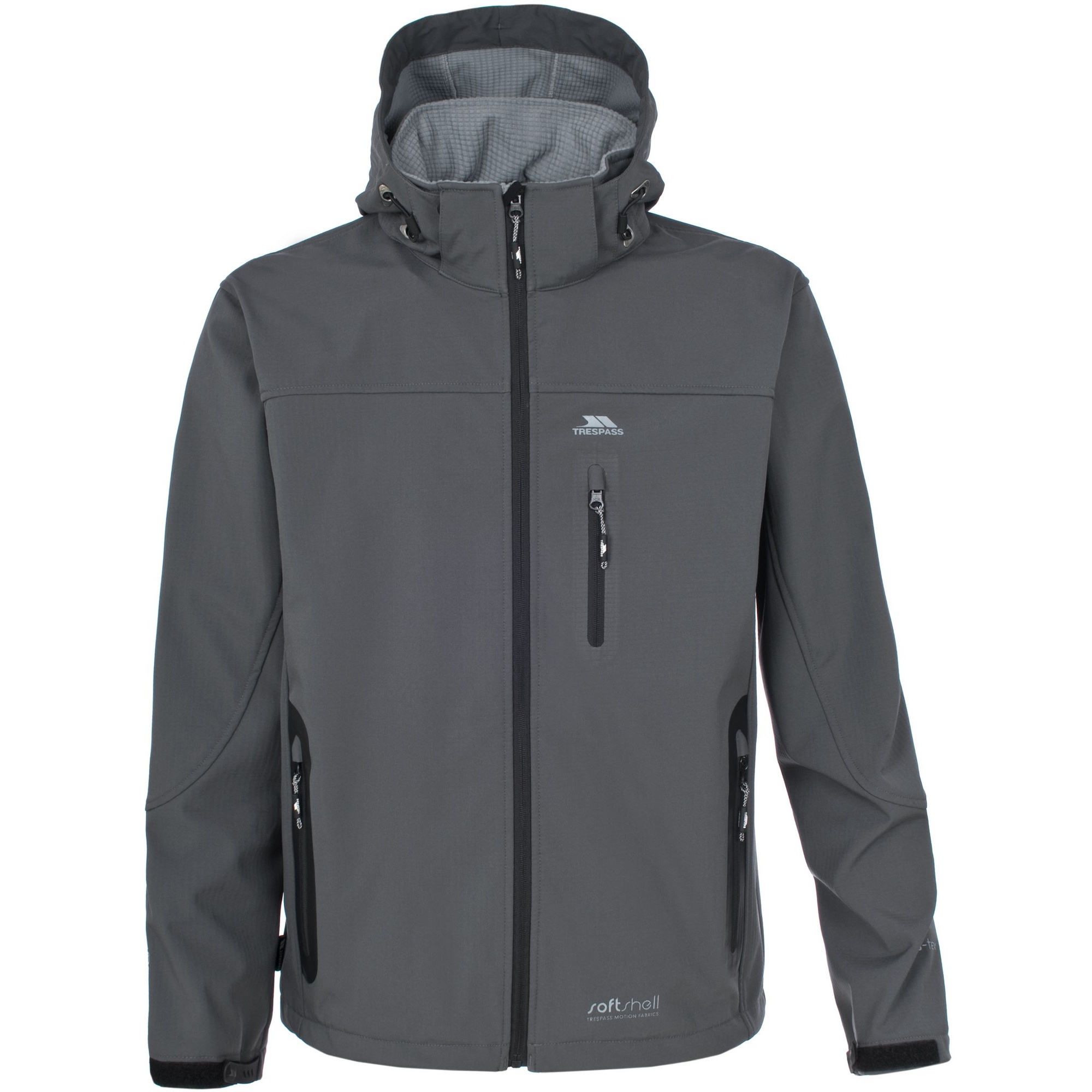 Trespass Mens Accelerator Hooded Full Zip Water Resistant Softshell