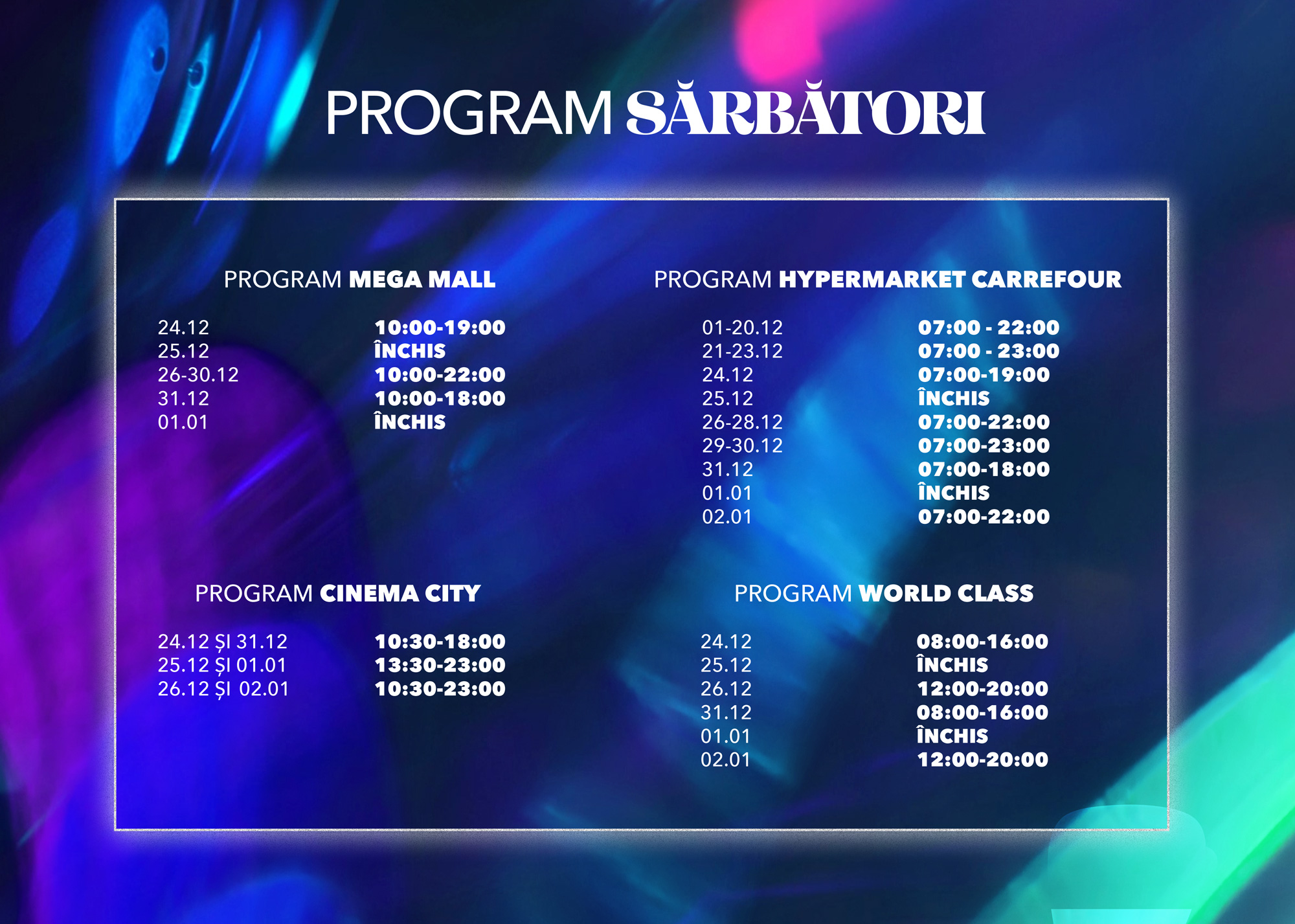 Program sărbători 2023 Mega Mall