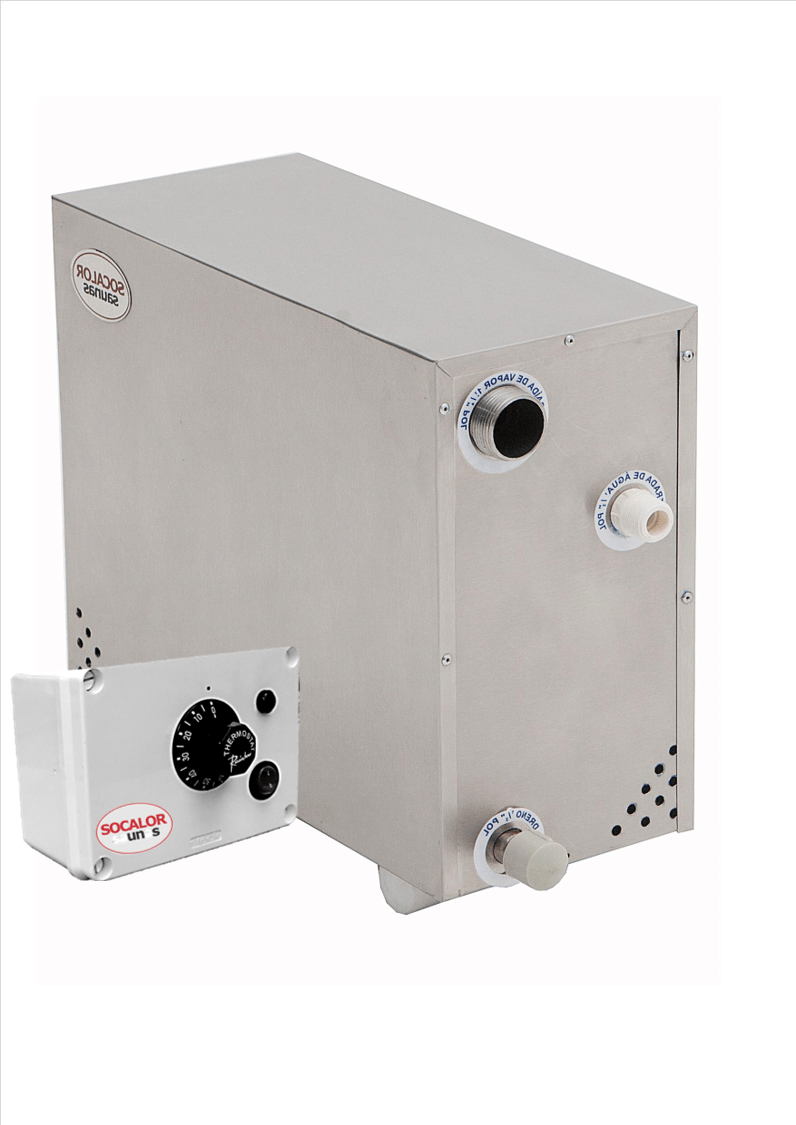 Sauna a Vapor Elétrica Mini Plus Mar Inox de 6kw com quadro analógico