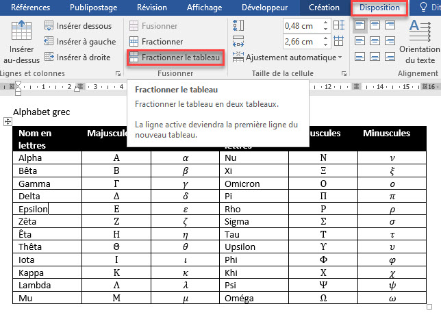 5 façons rapides pour diviser (fractionner) un tableau dans Word