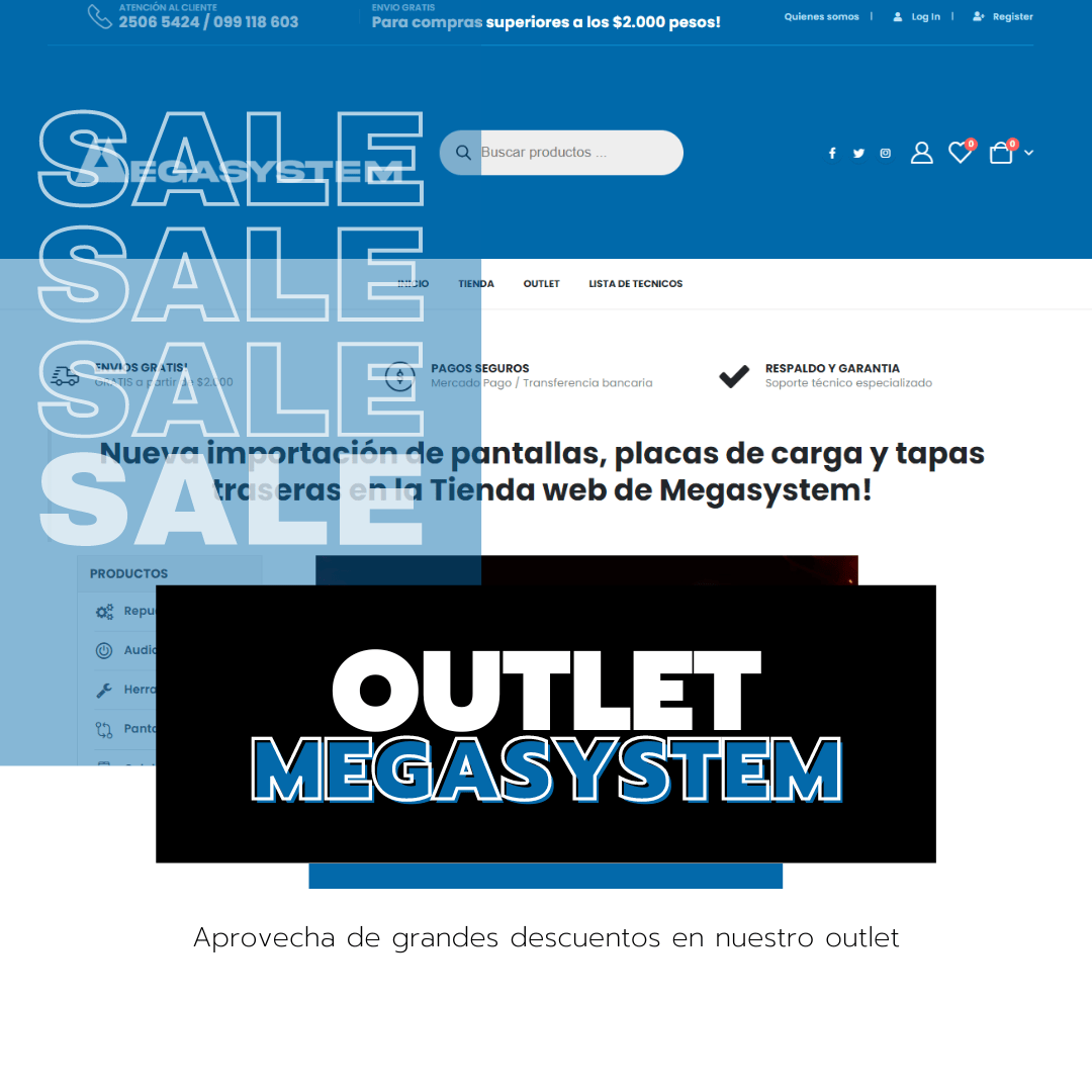 Outlet pantallas y celulares MegaSystem Tienda