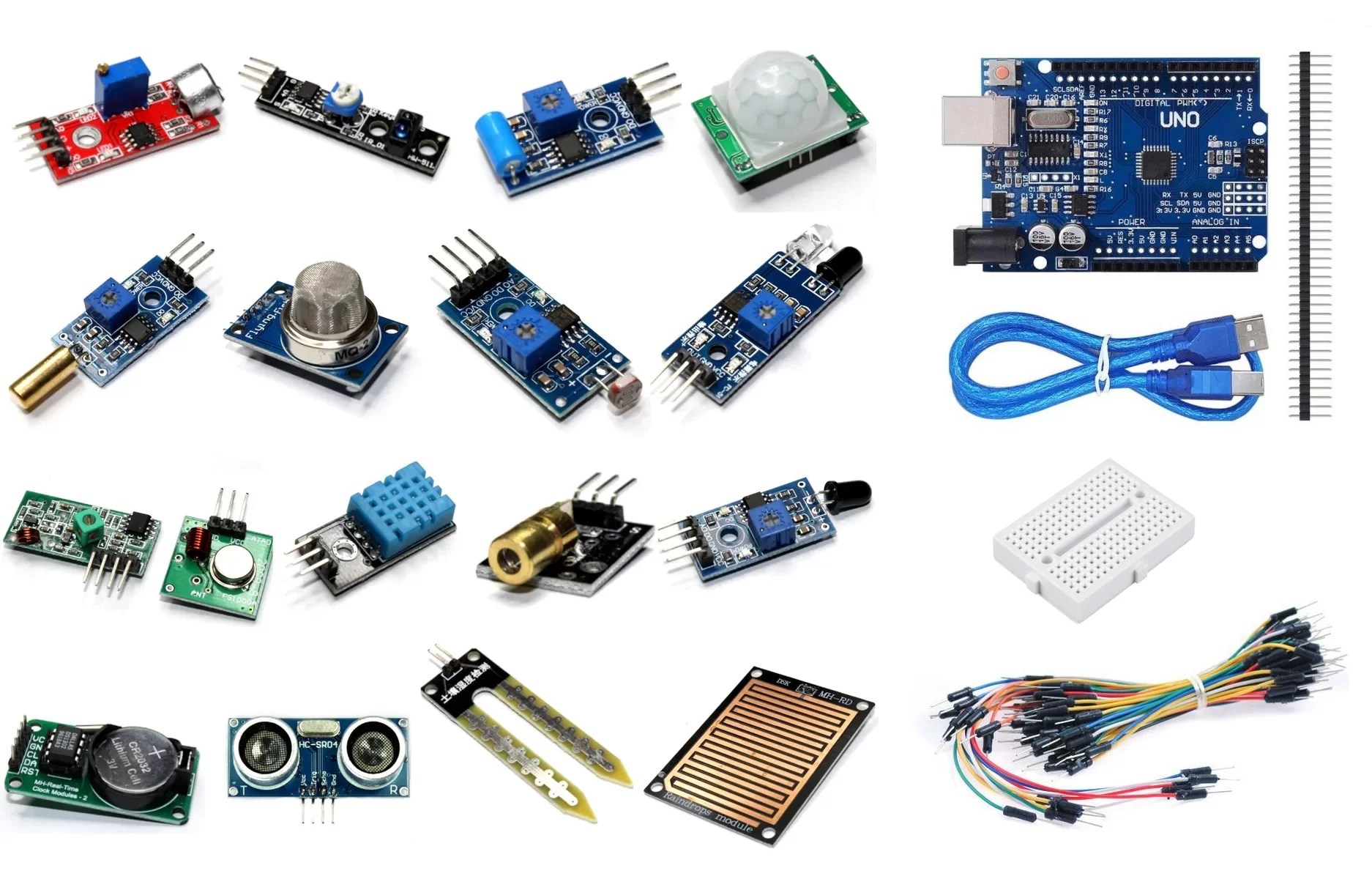 Kit de 16 Sensores con Arduino Uno SMD, Cables Macho Macho 65pcs y Mini