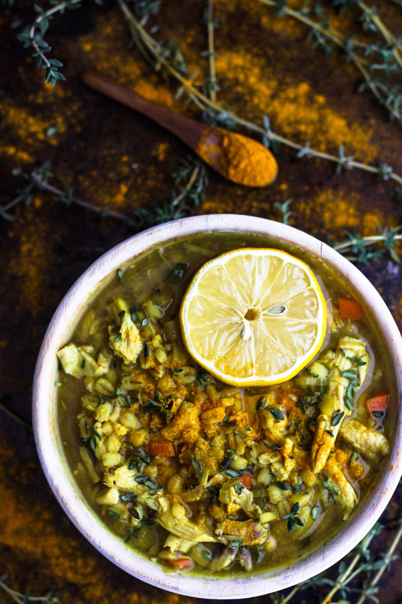 Turmeric Ginger Chicken Barley Soup Meg is Well