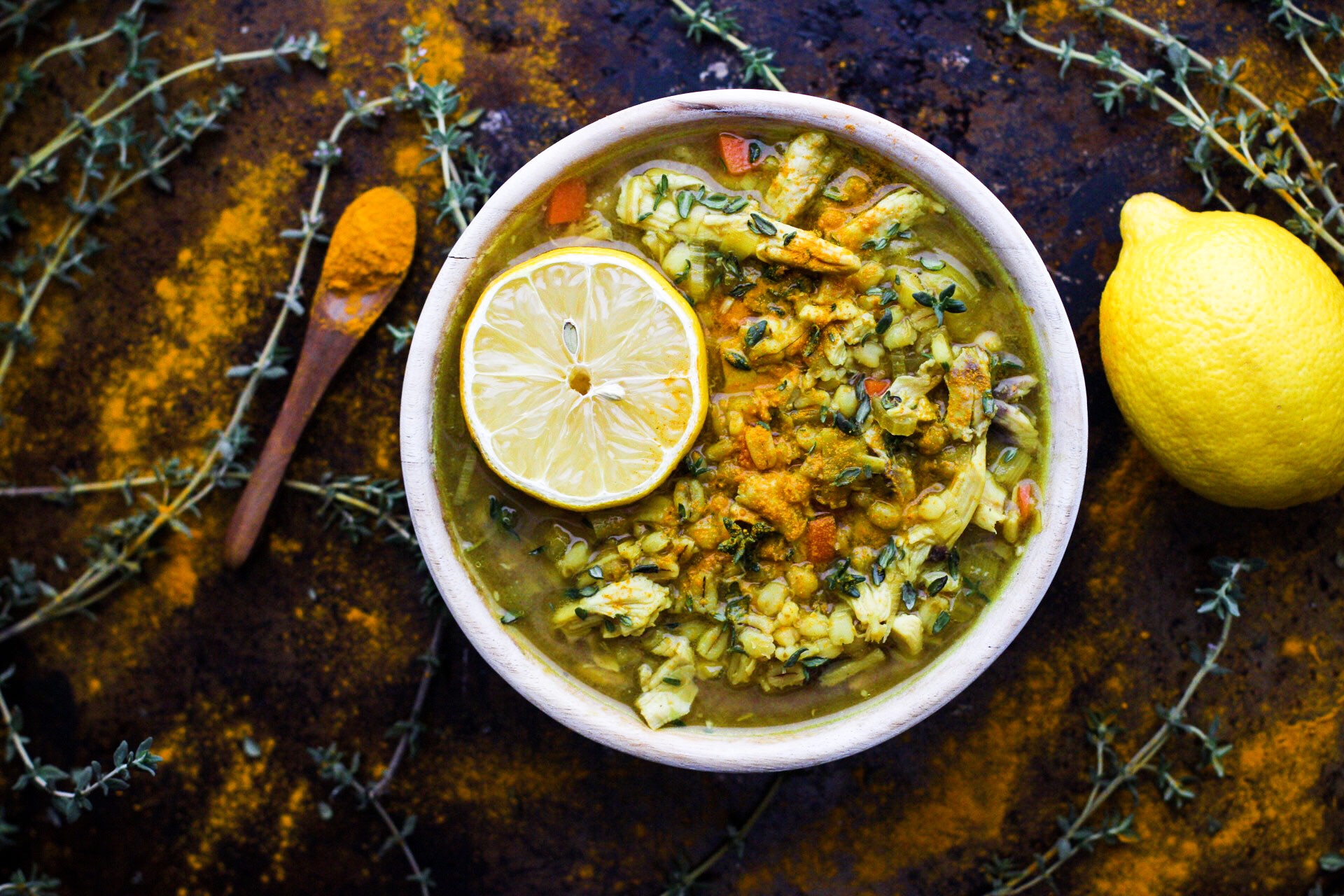 Turmeric Ginger Chicken Barley Soup Meg is Well