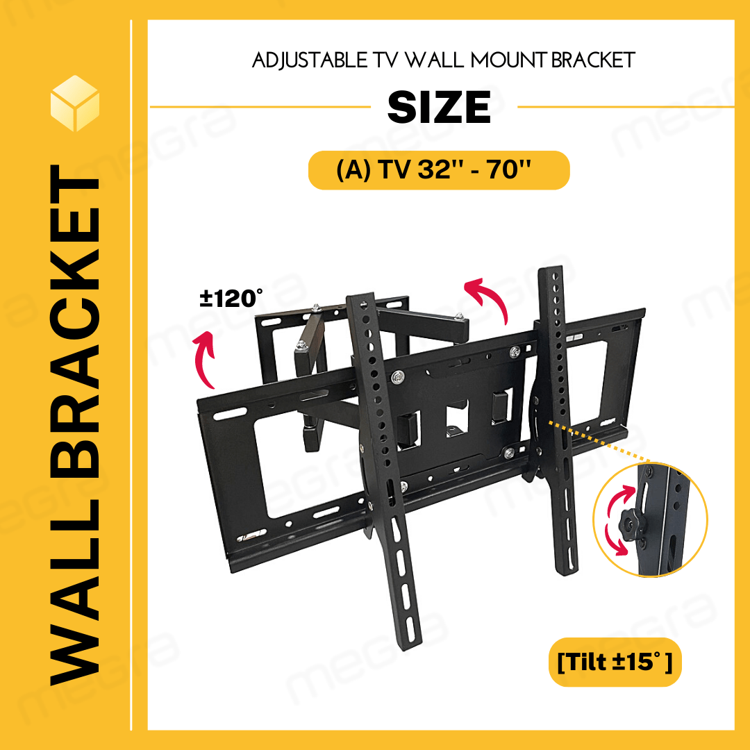 MEGRA Adjustable TV Mount Bracket Full Motion TV Swivel Wall Bracket 32