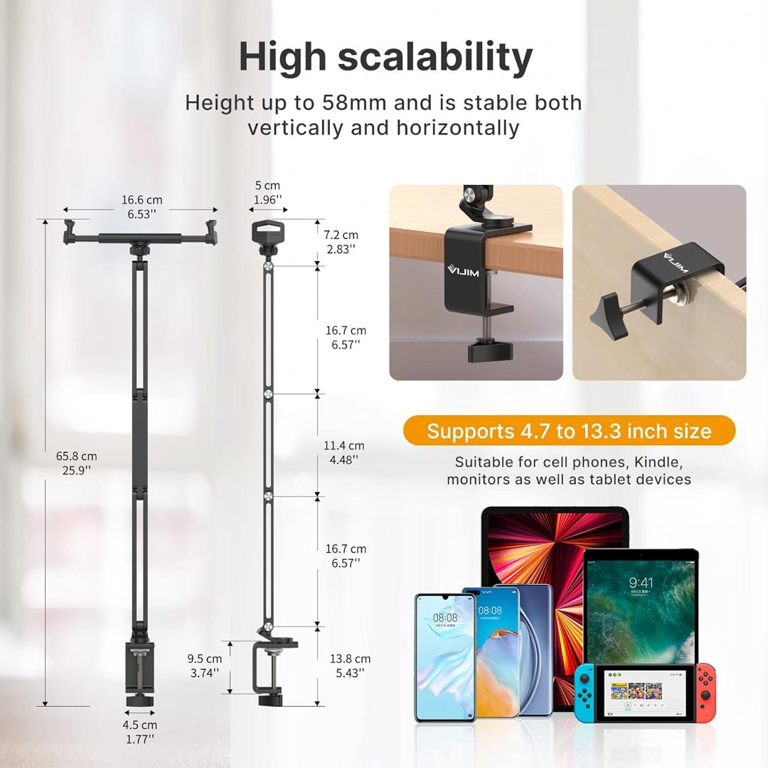 Tablet Halter für Bett/Schreibtisch, schwarz,verstellbar Karton