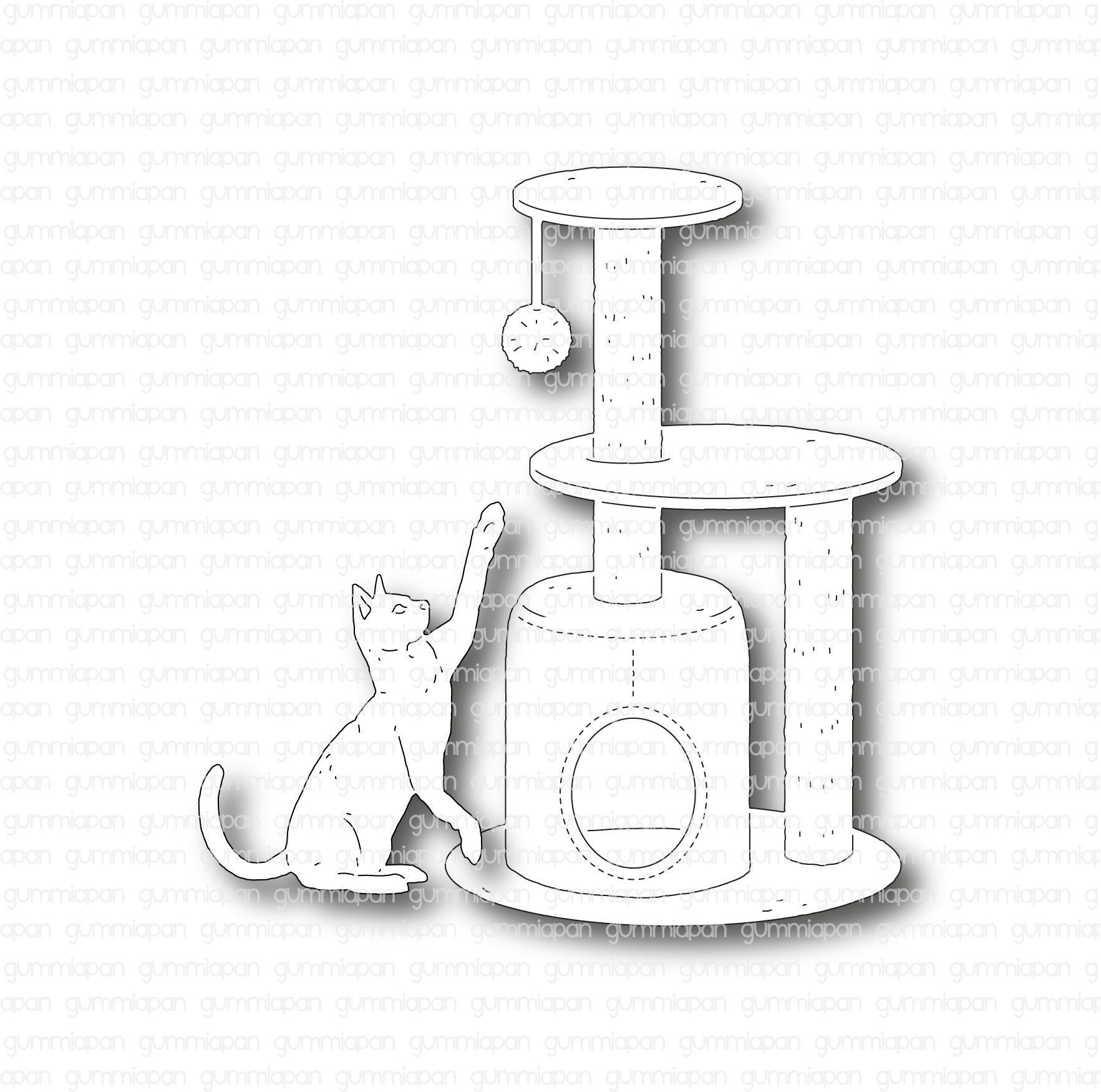 Gummiapan Cat and Cat Tower Meissa print