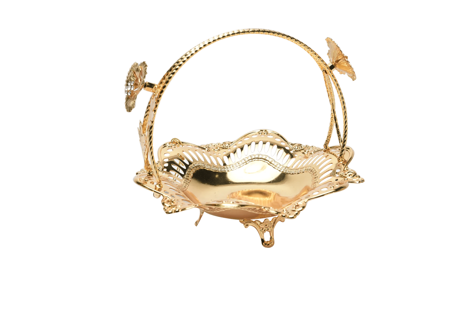 Round Handle Gold Basket, SizeMedium Melange Gift