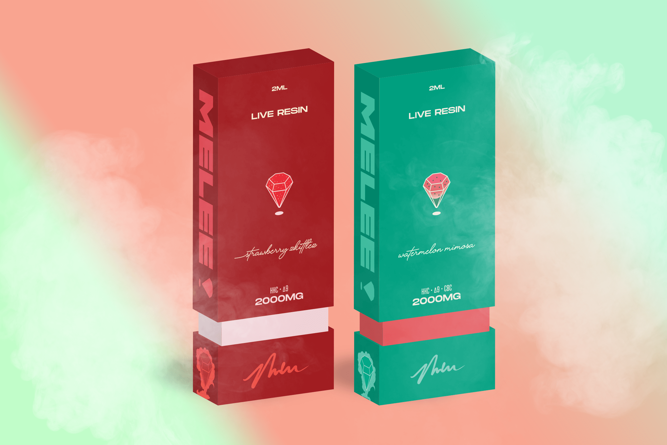 New Melee Dose 2G Vapes Watermelon Mimosa & Strawberry Zkittlez