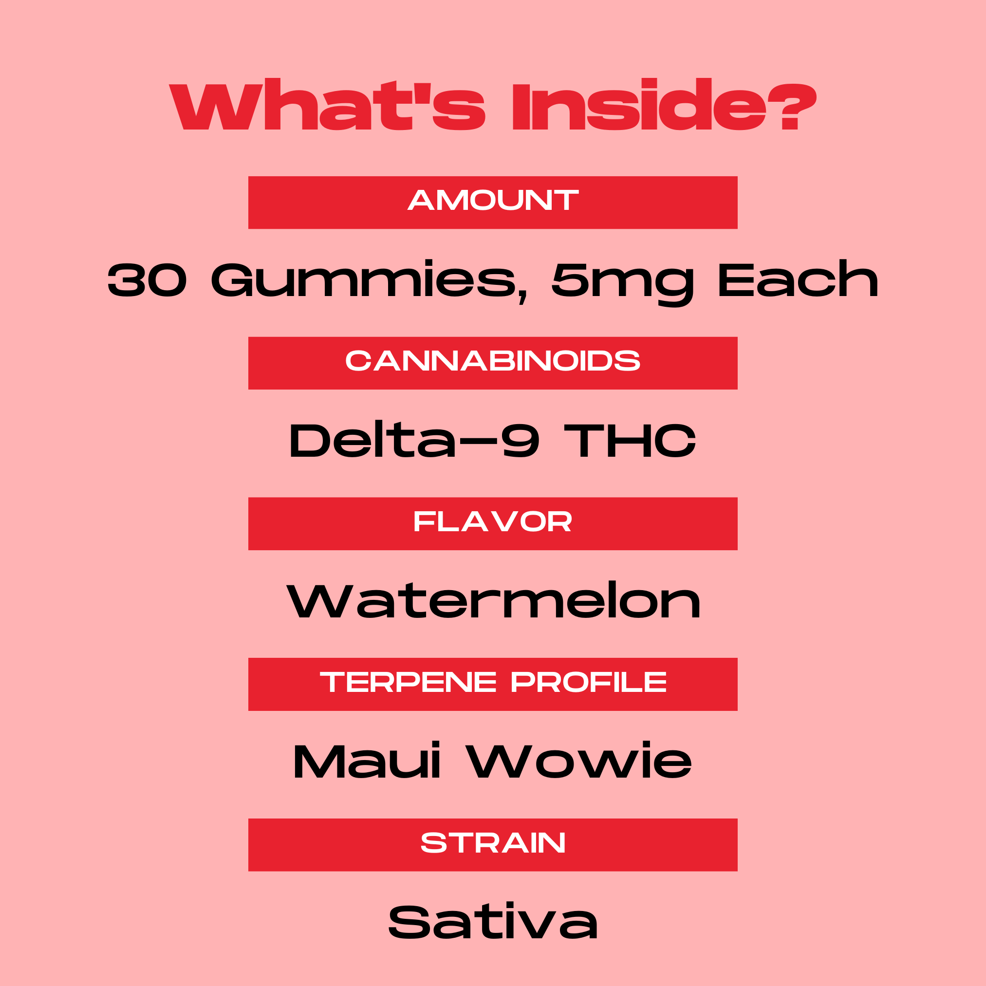 Watermelon • Maui Wowie [30 pk] (150mg Delta9 THC) Melee Dose
