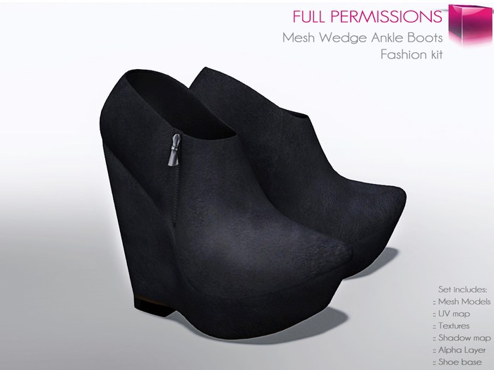 Full Perm Mesh Suede Wedge Ankle Boots Fashion Kit