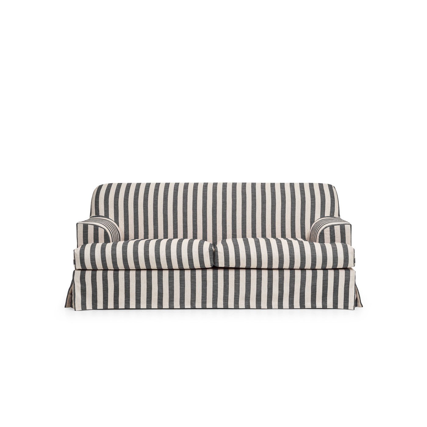 Frances 2Seat Sofa Stripe Black Elegant Linen Sofa MELIMELI