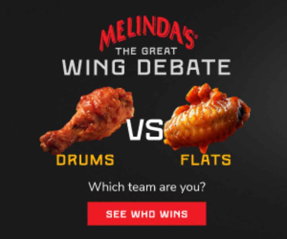 The Great Wing Debate Drums vs. Flats with Melinda’s Melinda's Foods