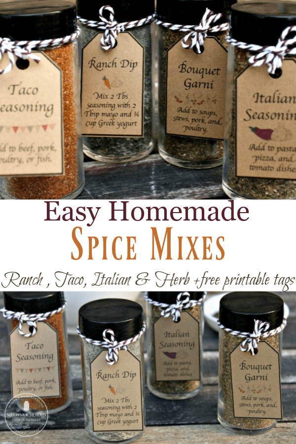 Homemade Spice Mixes and Herb Blends + Free Printable Tags Melissa K