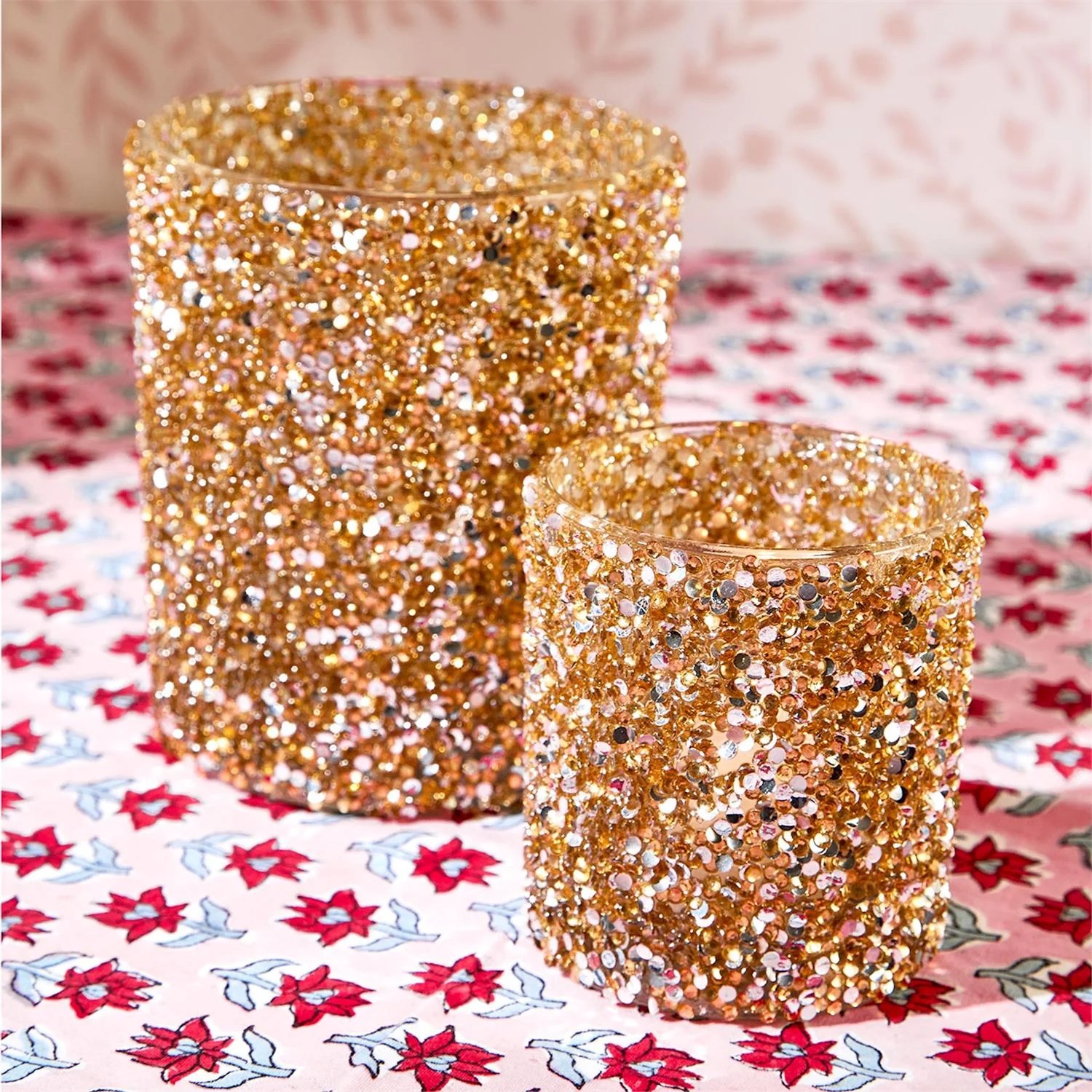 Gold Bead Encrusted Candle Holder Mellow Monkey