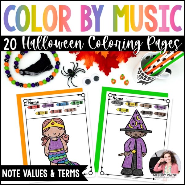 Halloween Music Coloring Pages Color by Note Halloween Costumes