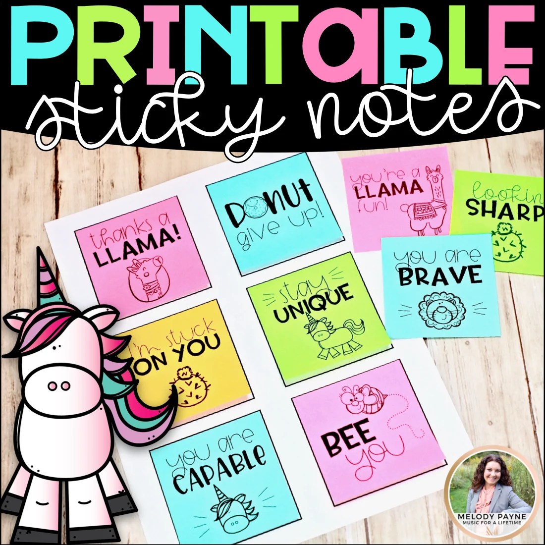 Printable Sticky Notes for the Elementary Classroom & Piano Lessons