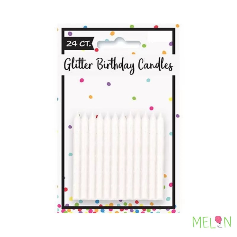 Birthday Candles Glitter Iridescent 24 count Melon Mart