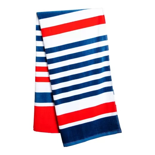 Red & Blue stripe beach towel 30in x 60in Melon Mart