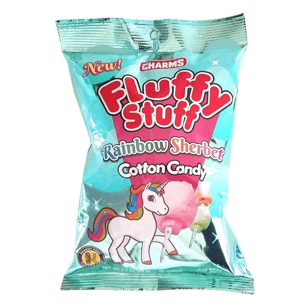 Charms Fluffy Stuff Rainbow Sherbet Cotton Candy, 60g Melon Mart