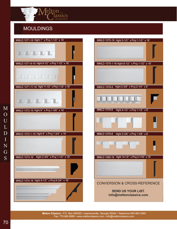 Architectural Urethane Polyurethane Moulding Designs