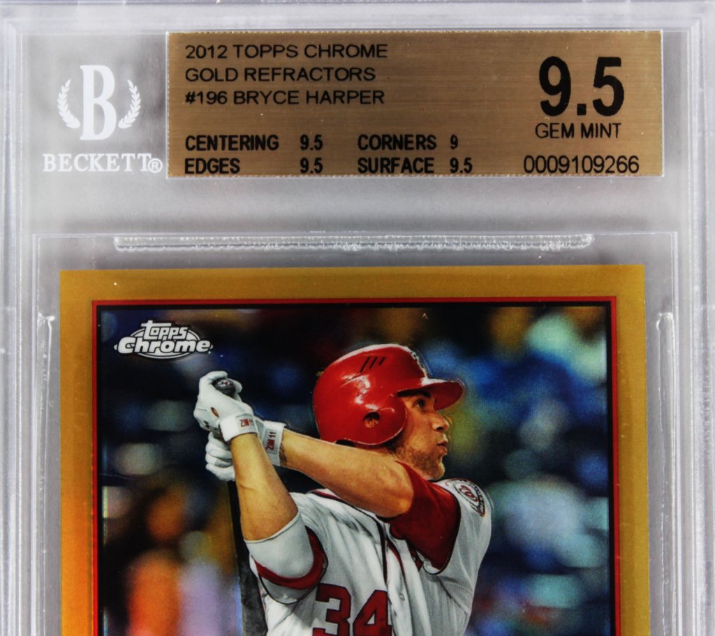 2012 Topps Chrome Nationals Bryce Harper Gold Refractor 26/50 Rookie Baseball Card (196