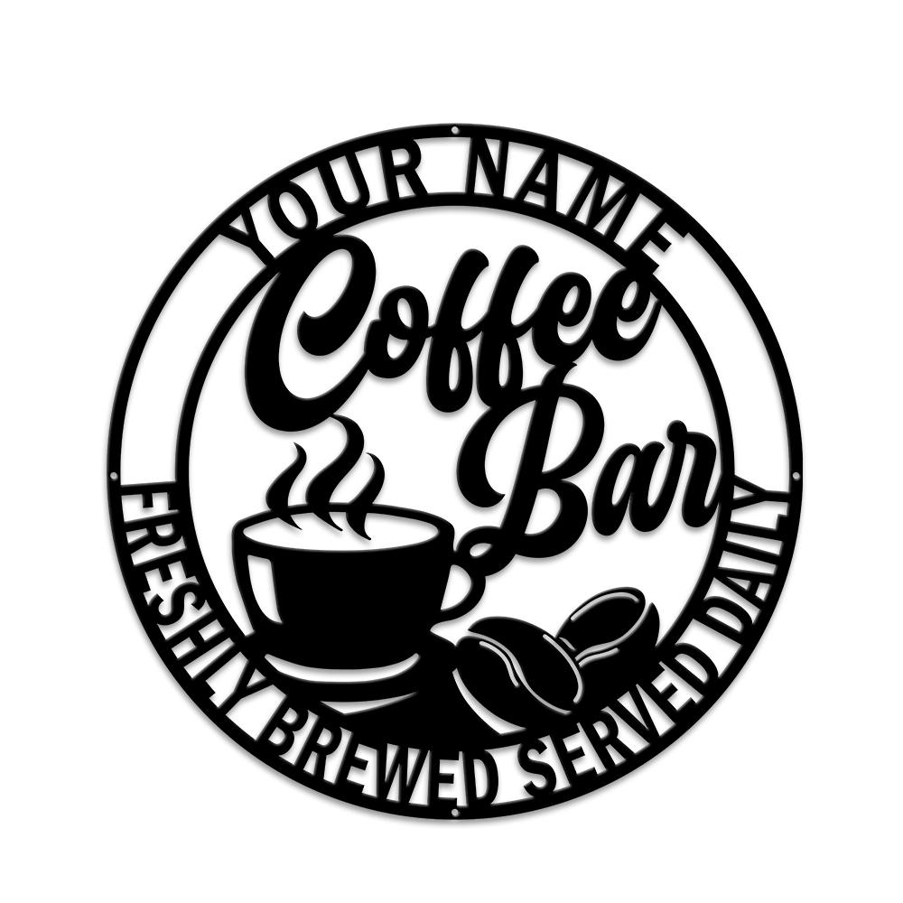 MeMate Coffee Bar Sign for Bar Coffee Decoration, Outdoor Bar Decor, Personalized Metal Sign for