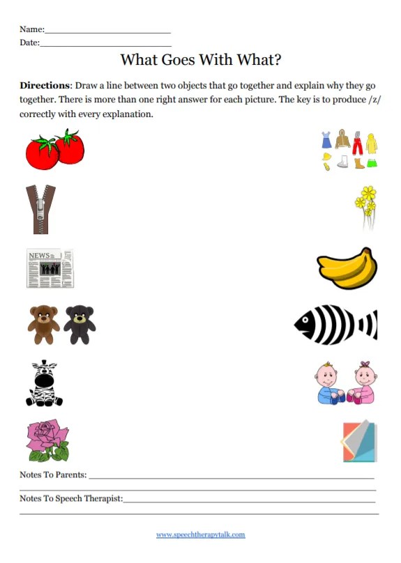 Z Goes With Worksheet Speech Therapy Talk Membership