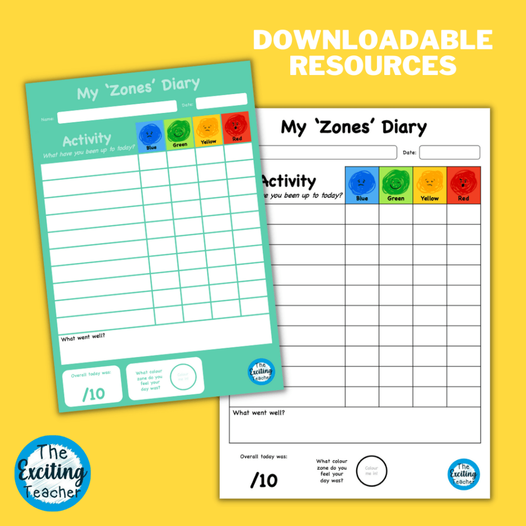 My Zones Diary A ‘Behaviour’ Log Exciting Teacher Member's Club