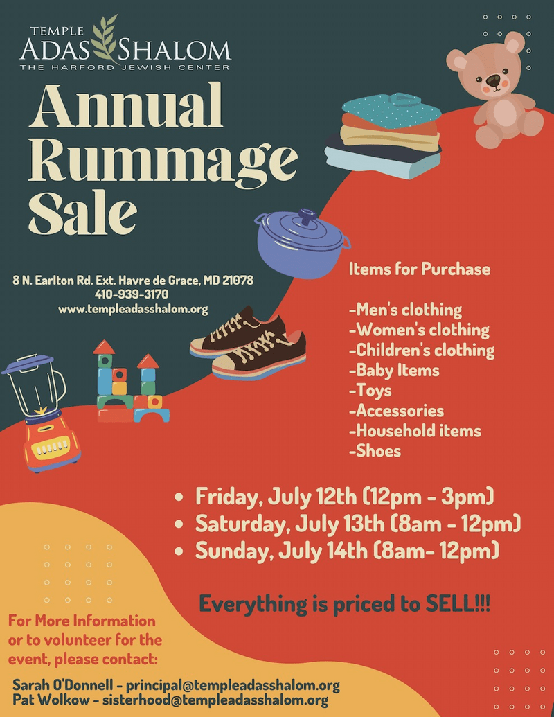 Rummage Sale Day 1 Event Temple Adas Shalom