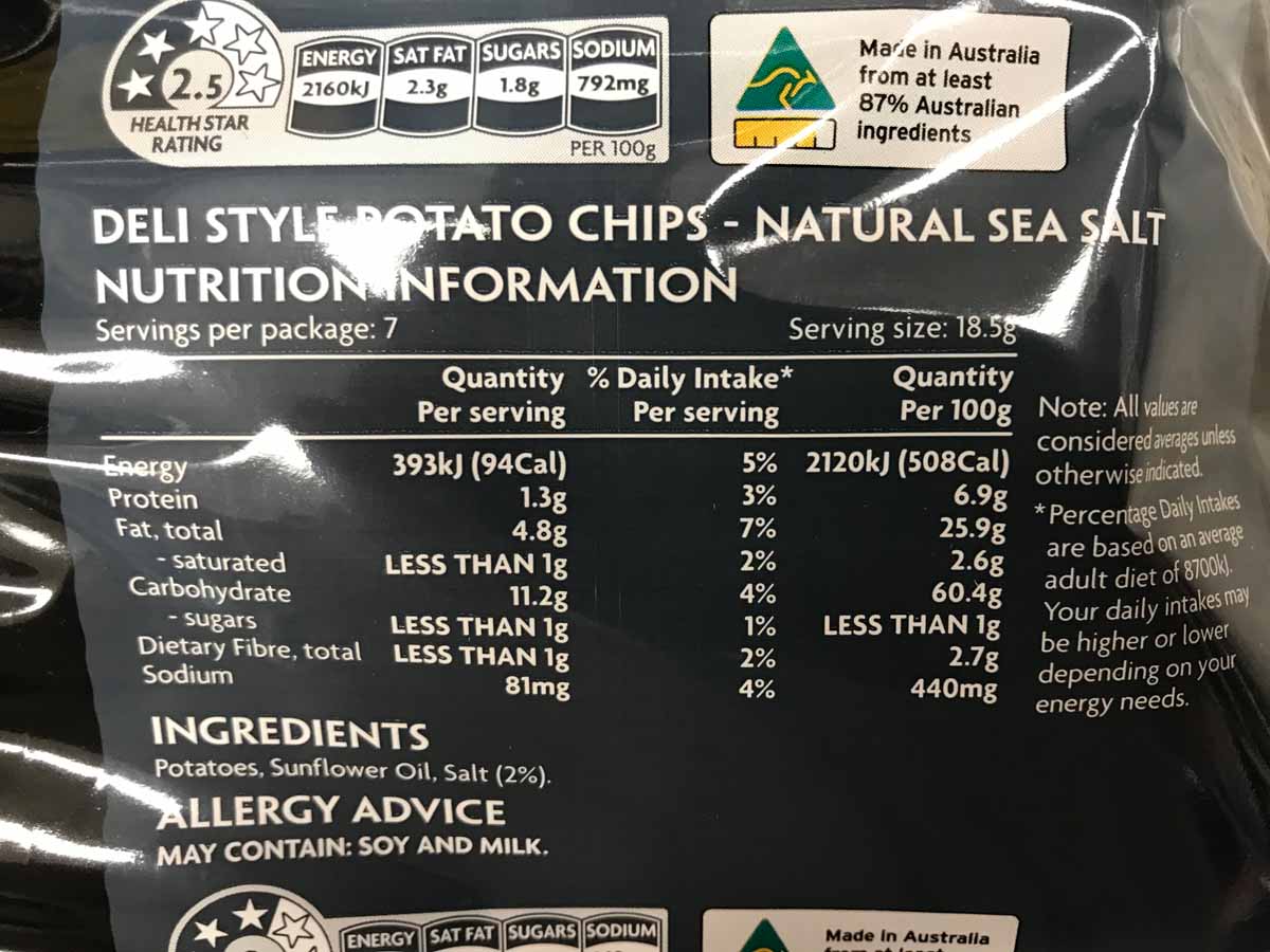 Coles Deli Style Potato Chips Multipack Natural Sea Salt The Root