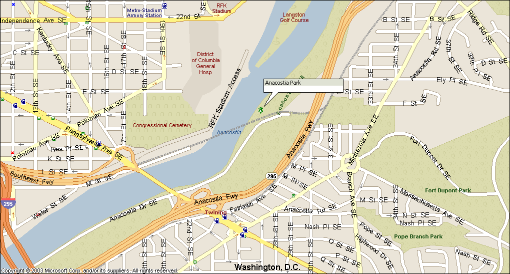 Anacostia Washington Dc Map Anacostia Park Washington DC