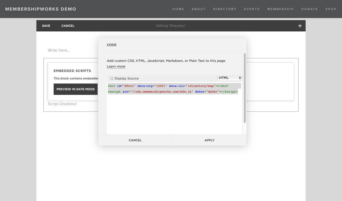 Squarespace Membership Plugin MembershipWorks