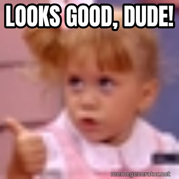 LOOKS GOOD, DUDE! thumbs up Meme Generator