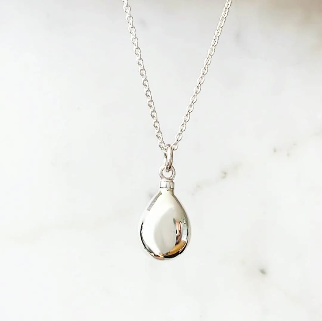 Teardrop Ashes Necklace Hallmarked Sterling Silver Keepsake