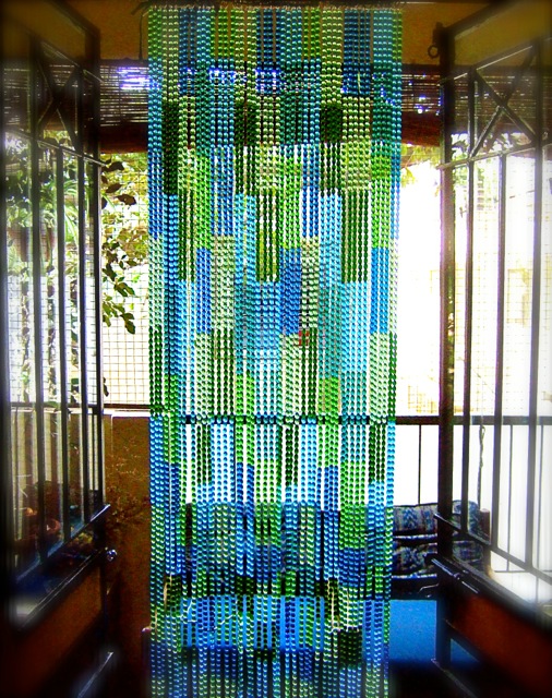 BlueGreen Mosaic Bead Curtain 'Factory Glass' • Memories of a Butterfly