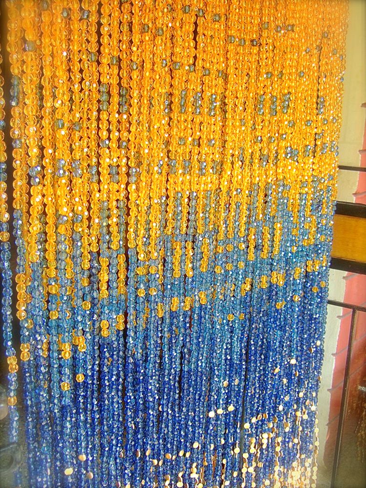 Room Separator Champagne PinkBlue Gold Acrylic Crystal Bead Curtain