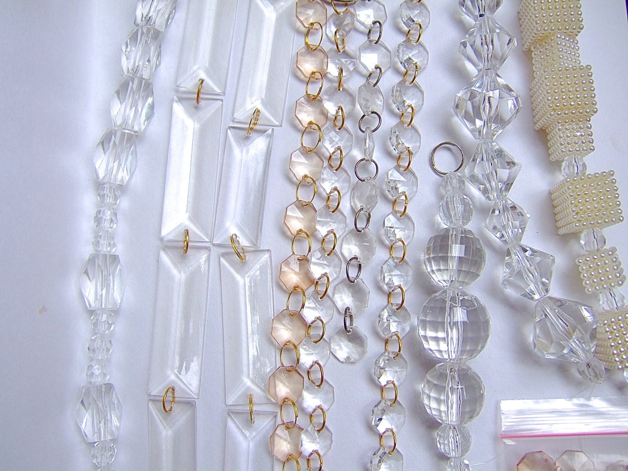 Room Divider, Beaded Partitions, Acrylic White Crystal Beads