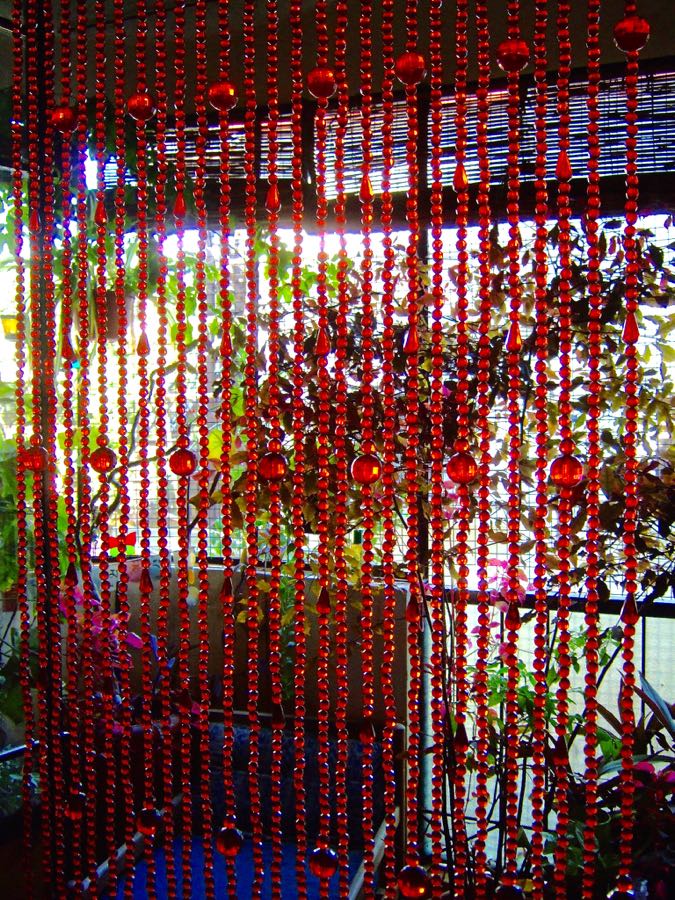 Red Ball Drop Acrylic Crystal 'Minimalist' Beaded Curtain ReadyMade