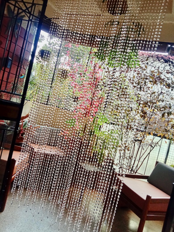 Beaded Room Divider Hexagonal Acrylic Crystal Gold Ring