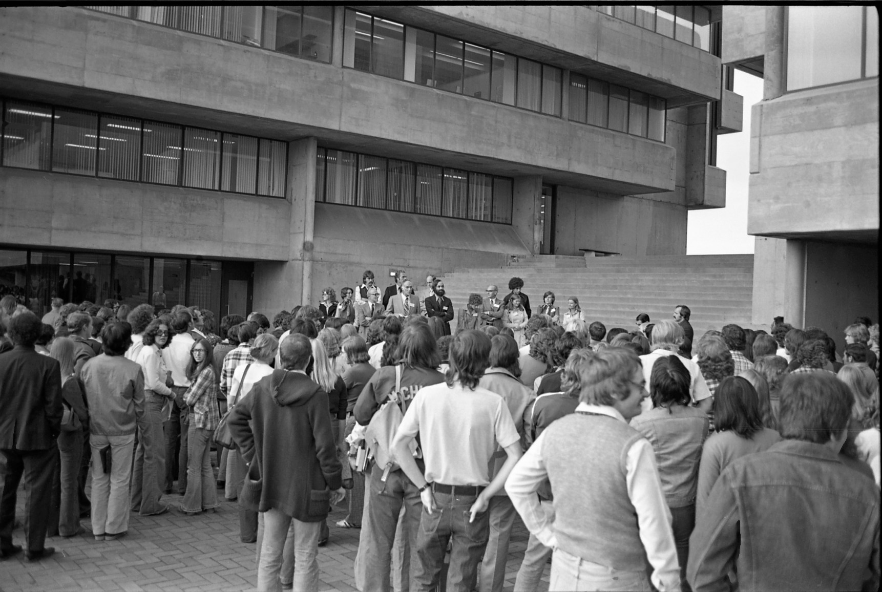 Crowd on Humanities Wing Patio Memories of Scarborough Campus