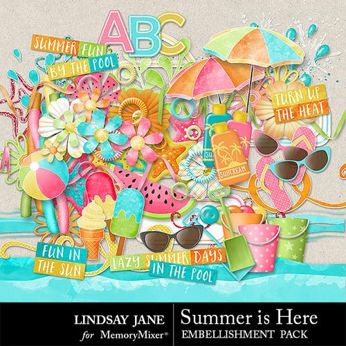 Summer is Here Embellishment Pack Scrapbook Page Design MemoryMixer™