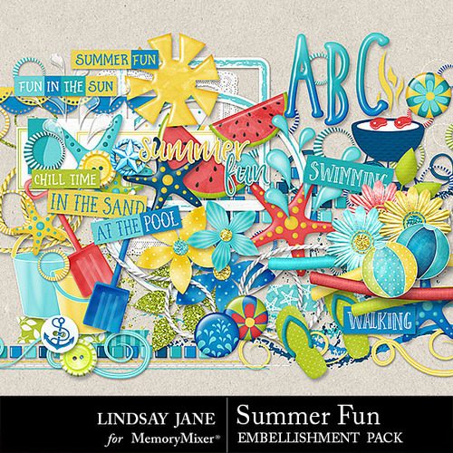 Summer Fun Embellishment Pack Scrapbook Page Design MemoryMixer™