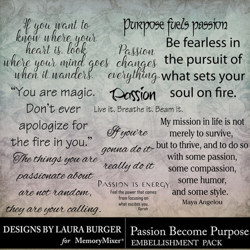 Passion Purpose Word Art Pack Scrapbook Page Design MemoryMixer™